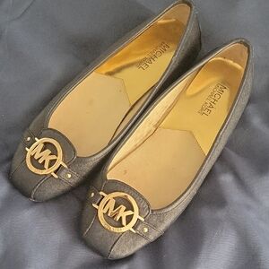 Michael Kors Gold and Navy Loafers